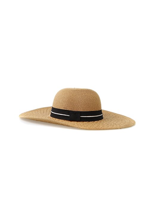 Bay Şapkaci Siyah Taş İşleme Bez Detaylı Hasır Kovboy Şapka 1