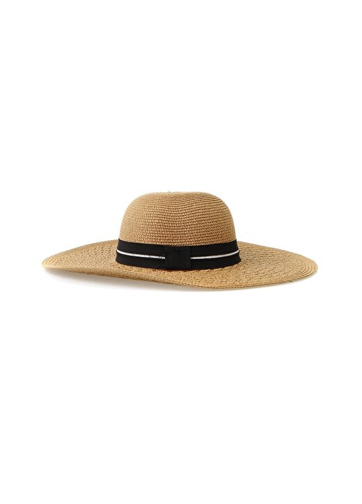 Bay Şapkaci Siyah Taş İşleme Bez Detaylı Hasır Kovboy Şapka 2
