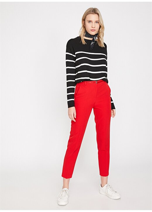 Koton Slim Fit Kırmızı Kadın Pantolon 2