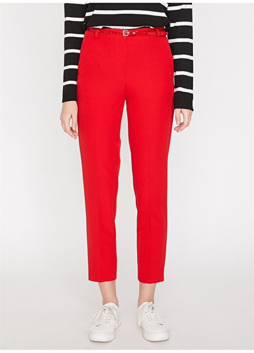 Koton Slim Fit Kırmızı Kadın Pantolon 3