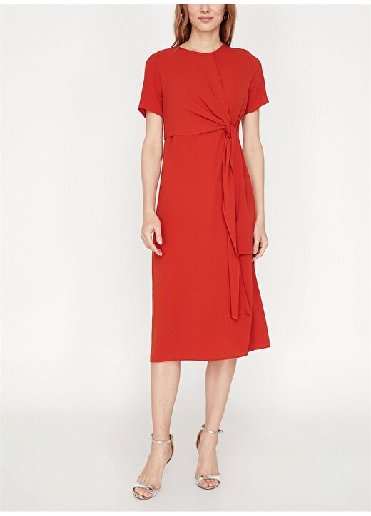 Koton Bel Detaylı Kırmızı Elbise 2