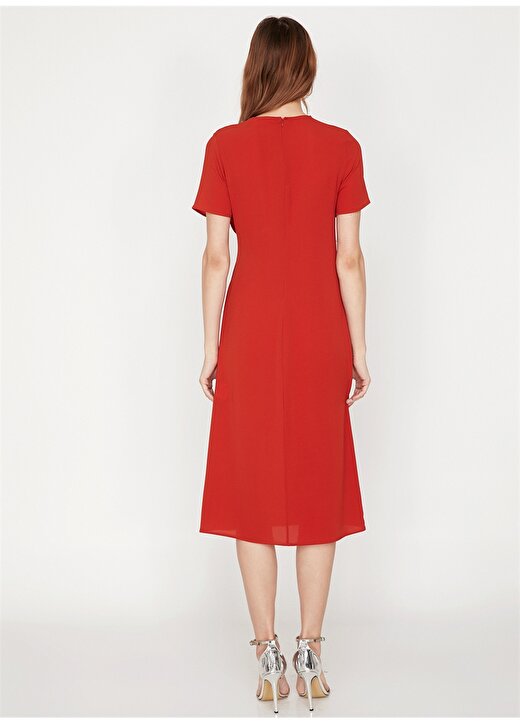 Koton Bel Detaylı Kırmızı Elbise 3