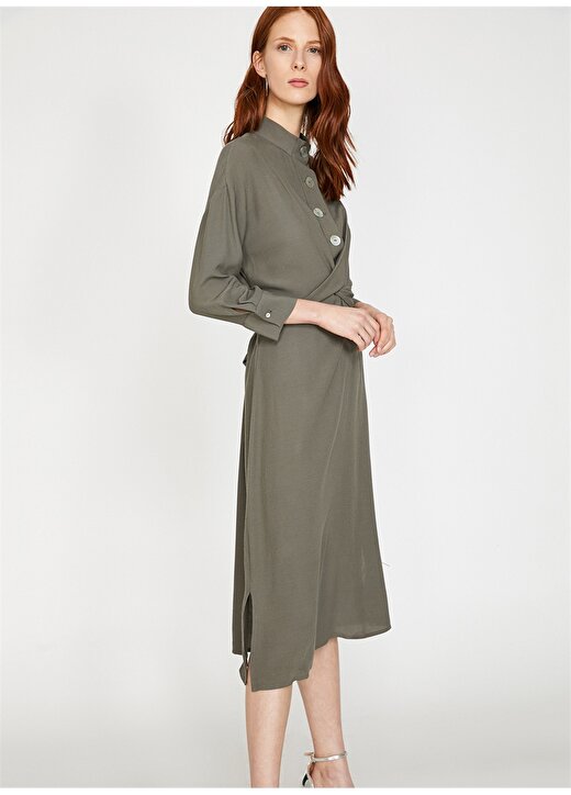 Koton Düğme Detaylı Haki Kadın Elbise 3