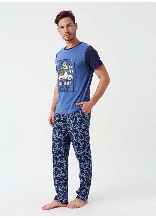 Arnetta Desenli Mavi Pijama Takımı 3
