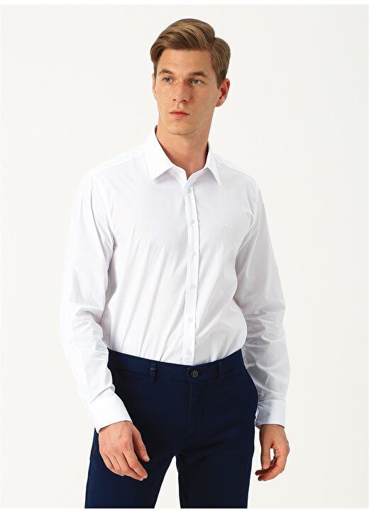 Pierre Cardin Slim Fit Beyaz Basic Gömlek 1