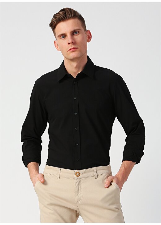 Pierre Cardin G021GL0040791692 Slim Fit Siyah Erkek Gömlek 1