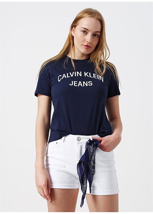 Calvin Klein Jeans Lacivert Kadın T-Shirt INST. CURVED LOGO 1