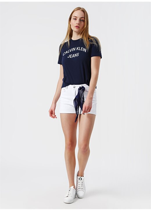 Calvin Klein Jeans Lacivert Kadın T-Shirt INST. CURVED LOGO 2