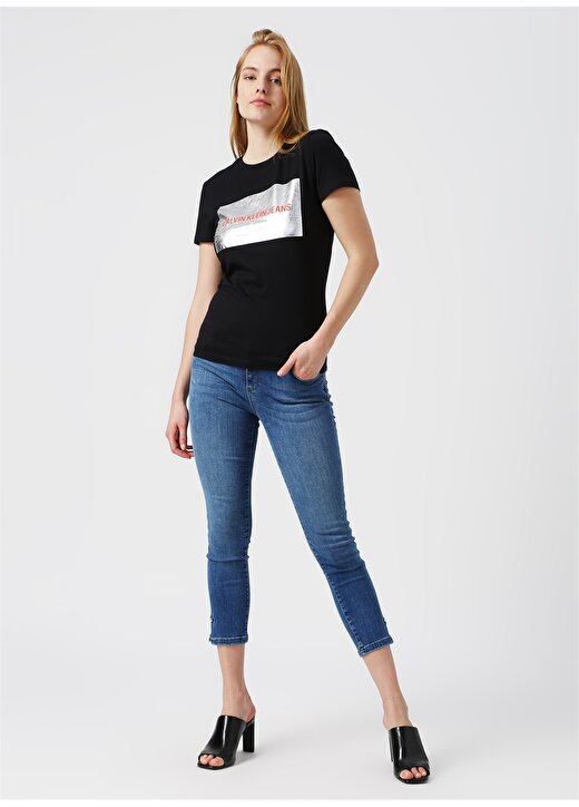 Calvin Klein Jeans Siyah Kadın T-Shirt INSTIT SILVER BOX 2