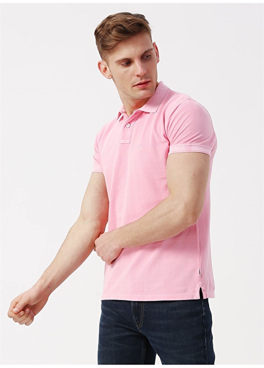 Wrangler Polo Yaka Kısa Kol Düz Regular Fit Pembe Erkek T-Shirt 1