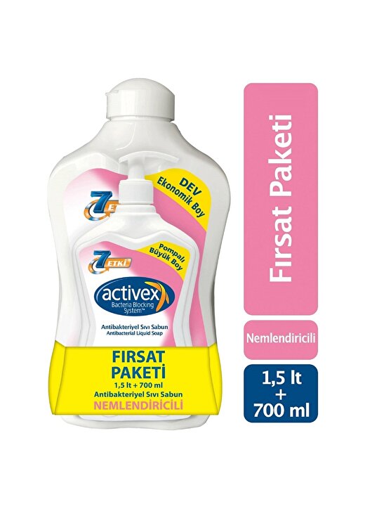 Activex Antibakteriyel Sıvı Sabun Nemlendiricili 1.5 Lt & 700 Ml Fırsat Paketi 1