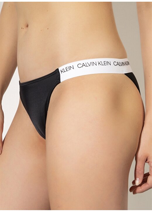 Calvin Klein KW0KW00667 Marka Yazılı Düz Siyah Kadın Bikini Alt 3