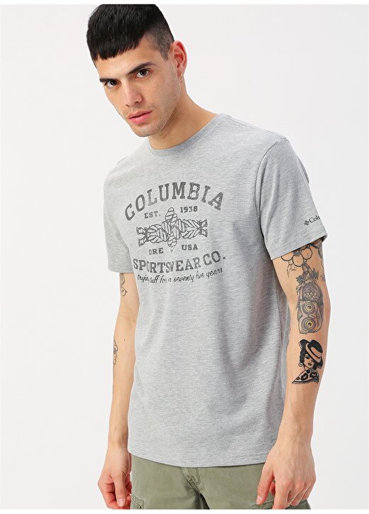 Columbia Baskılı Gri T-Shirt 3