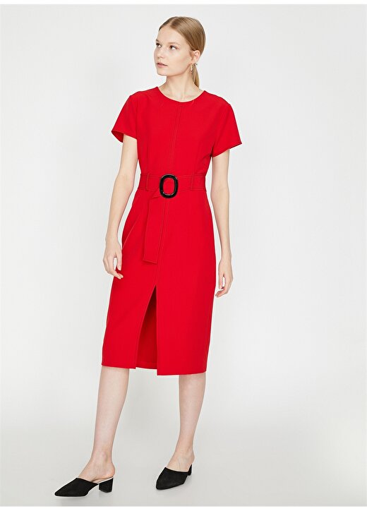 Koton Kemer Detaylı Kırmızı Elbise 2