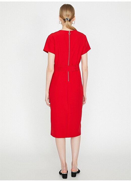 Koton Kemer Detaylı Kırmızı Elbise 4
