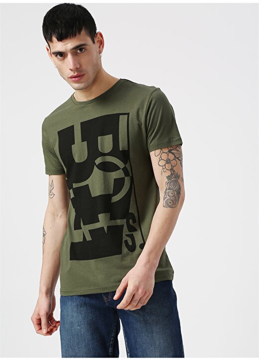 Koton Yazılı Haki T-Shirt 3