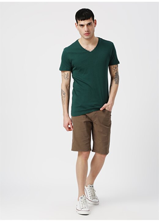 Koton V Yaka Yeşil T-Shirt 2