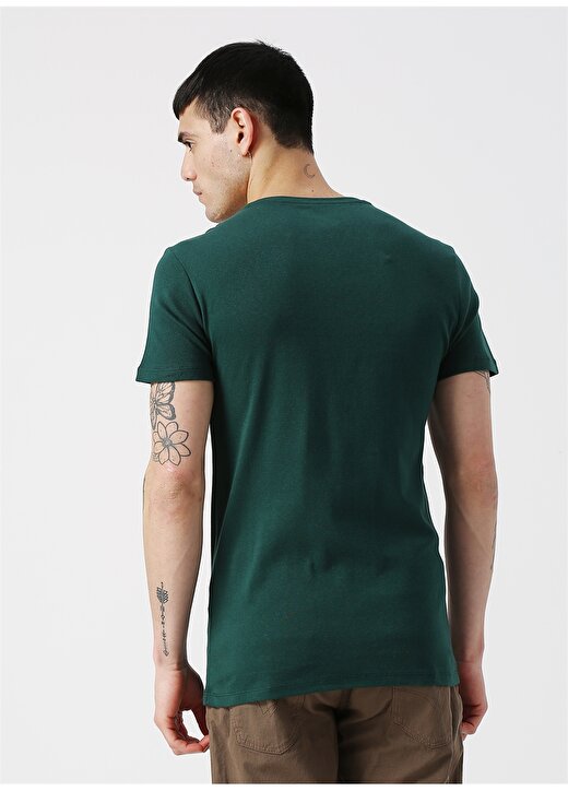 Koton V Yaka Yeşil T-Shirt 4