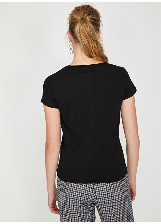 Koton Siyah Kadın T-Shirt 9YAK12040YK 4