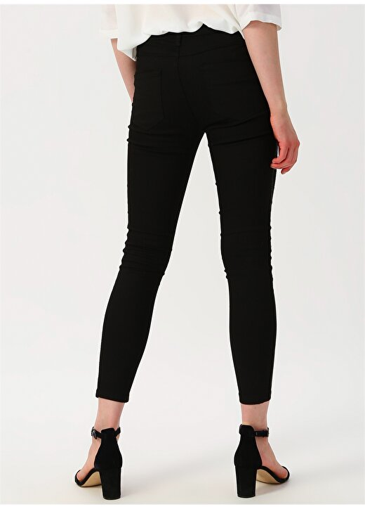 Koton Taş Detaylı Yüksek Bel Siyah Pantolon 4