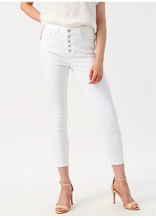 Koton Yüksek Bel Beyaz Denim Pantolon 2