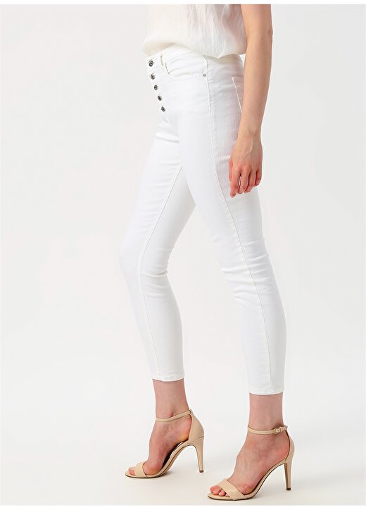 Koton Yüksek Bel Beyaz Denim Pantolon 3