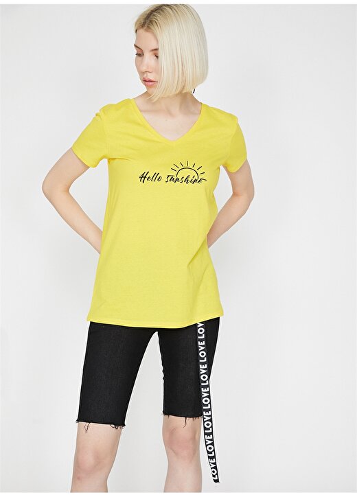 Koton Sarı Kadın T-Shirt 2
