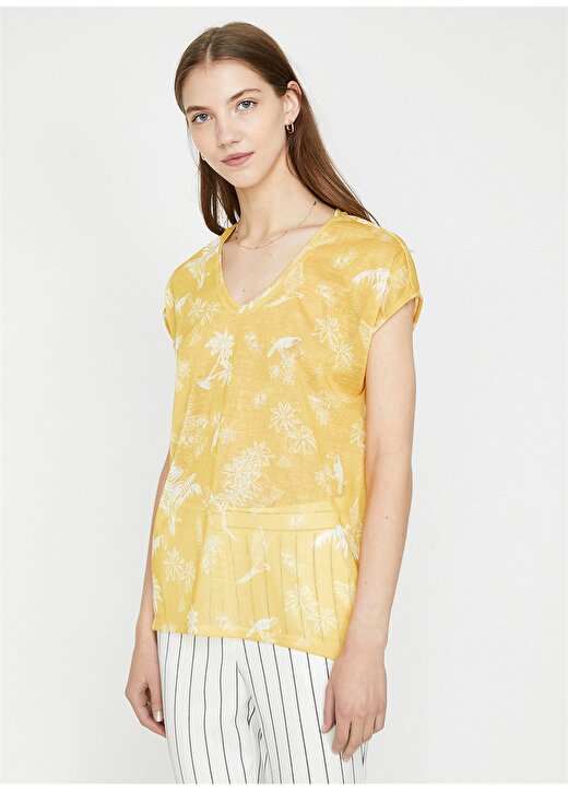 Koton Sarı Kadın T-Shirt 9YAK13226EK 3
