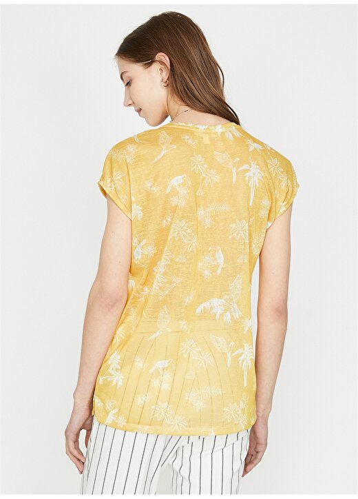 Koton Sarı Kadın T-Shirt 9YAK13226EK 4