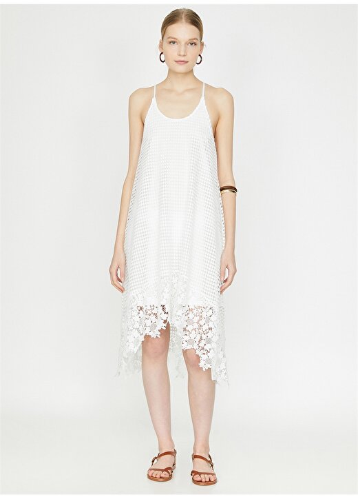 Koton Dantel Detay Beyaz Elbise 3