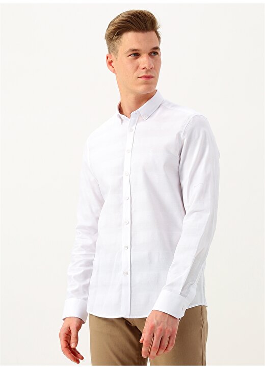 Pierre Cardin Slim Fit Beyaz Uzun Kollu Gömlek 3