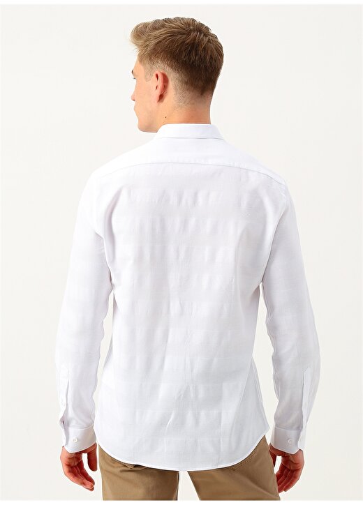Pierre Cardin Slim Fit Beyaz Uzun Kollu Gömlek 4