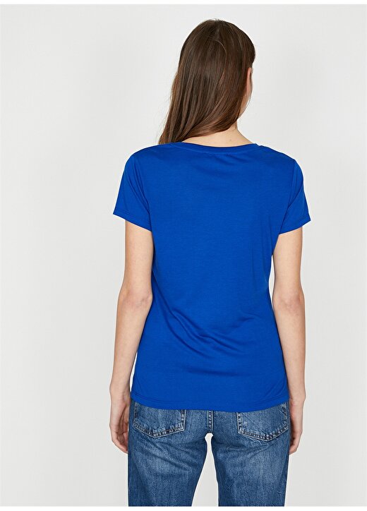 Koton V Yaka Mavi T-Shirt 4