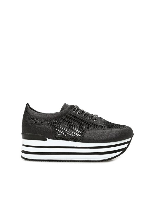 Divarese 5022978 Yüksek Taban Bağcık Detay Siyah Beyaz Kadın Sneaker 1
