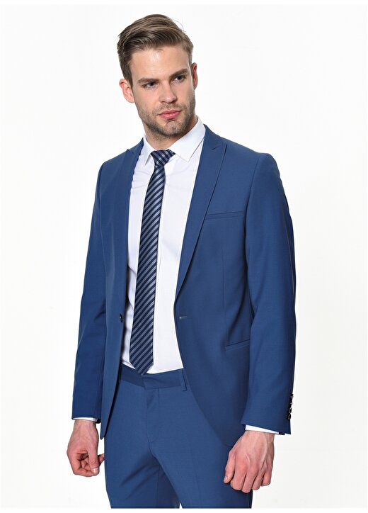 Beymen Business Normal Bel Slim Fit Saks Erkek Takım Elbise 4B3019100076 4
