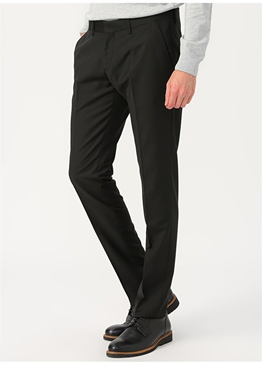 Fabrika Normal Bel Slim Fit Düz Siyah Erkek Klasik Pantolon - KİMYA18/899 3