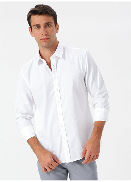 Network Beyaz Slim Fit Gömlek 3