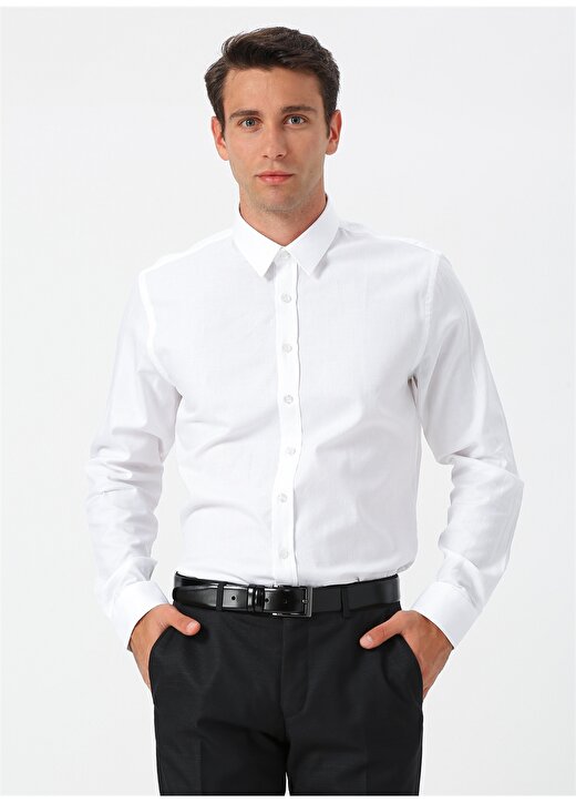 Network Beyaz Slim Fit Gömlek 3