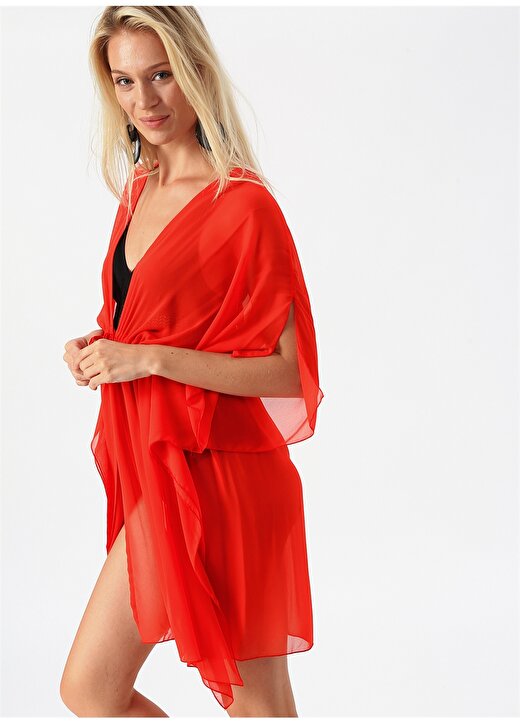 Laura Baresse Kırmızı Beli Büzgülü Plaj Elbisesi 3