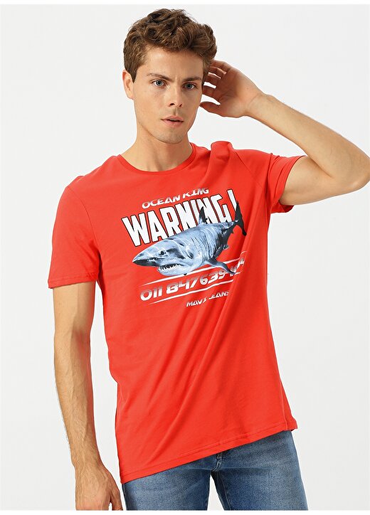Mavi Köpekbalığı Baskılı T-Shirt 1