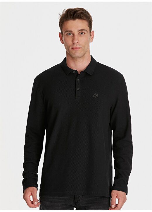 Mavi Normal Düz Siyah Erkek Polo T-Shirt 2