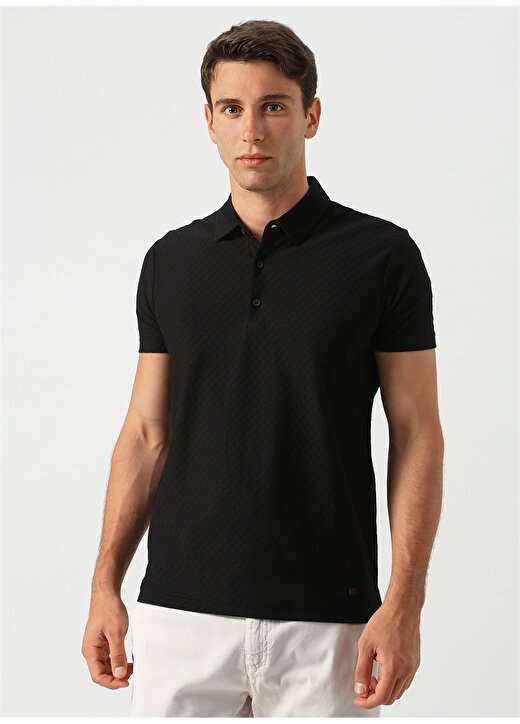 George Hogg Desenli Siyah Polo T-Shirt 1