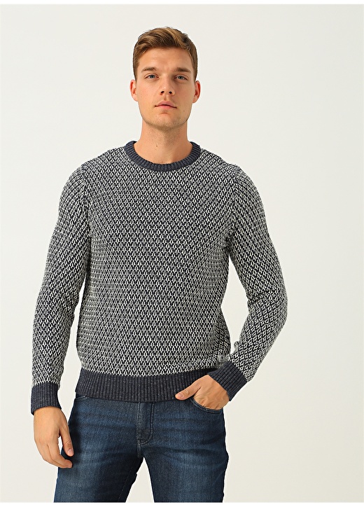 Jack & Jones Dale Knit O Yaka Erkek Gri - Mavi Kazak 2