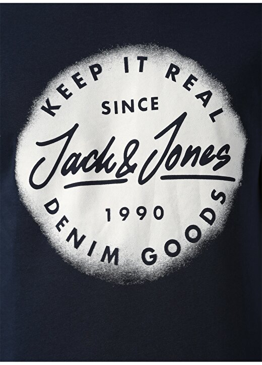 Jack & Jones Sprayed O Yaka Baskılı Erkek Lacivert Sweatshirt 4