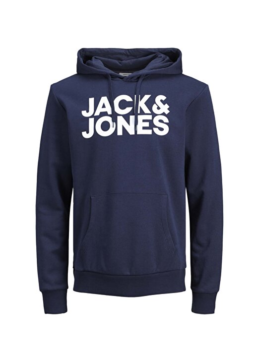 Jack & Jones Kapüşonlu Baskılı Koyu Lacivert Erkek Sweatshirt 1