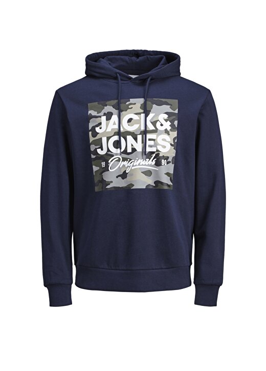 Jack & Jones Camoclub Kapüşonlu Desenli Erkek Lacivert Sweatshirt 1