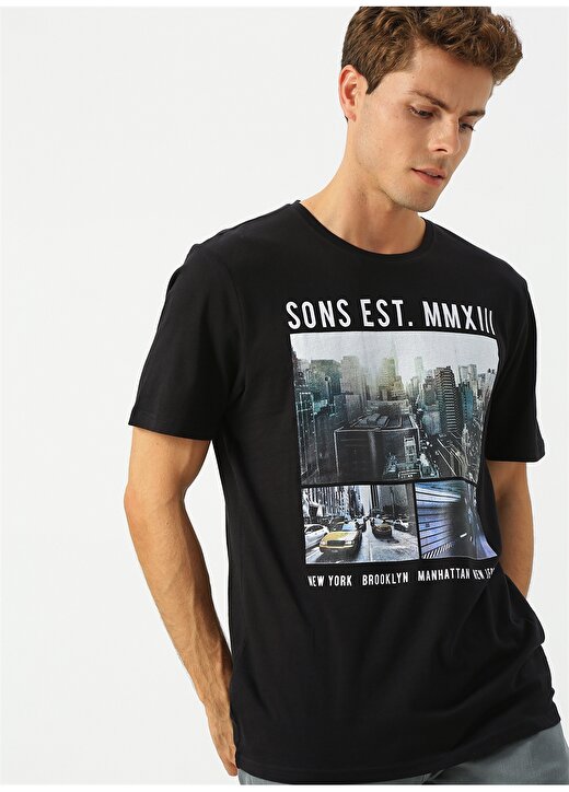 Only & Sons Siyah Baskılı T-Shirt 3