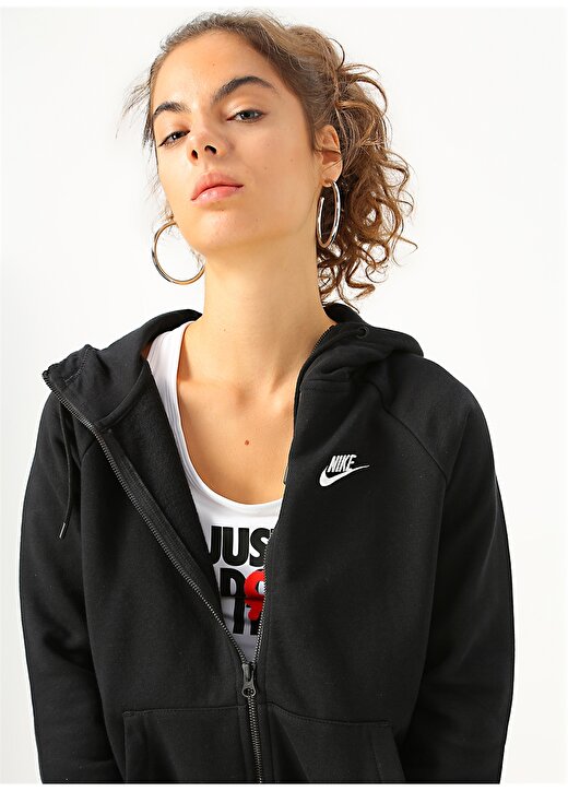 Nike BV4122-010 W FZ Fleece Fermuarlı Essential Sportswear ZİP Siyah Kadın Ceket 1