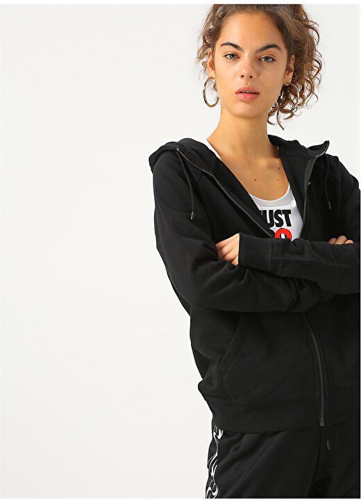 Nike BV4122-010 W FZ Fleece Fermuarlı Essential Sportswear ZİP Siyah Kadın Ceket 3