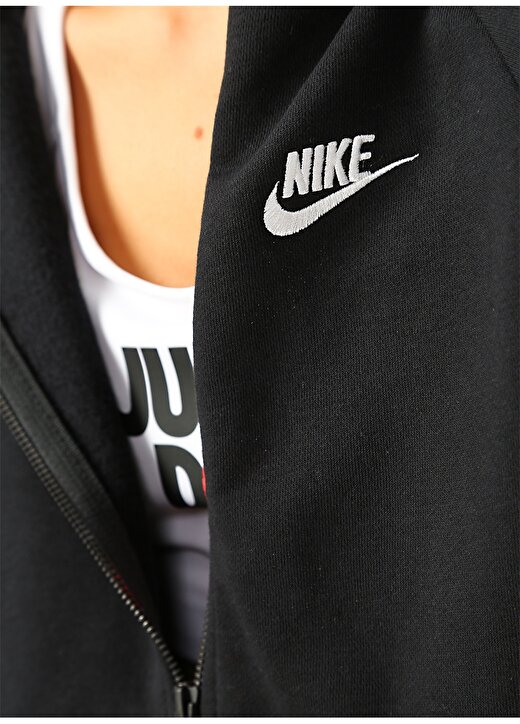 Nike BV4122-010 W FZ Fleece Fermuarlı Essential Sportswear ZİP Siyah Kadın Ceket 4
